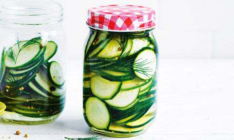 Two jars of zucchini dill pickles