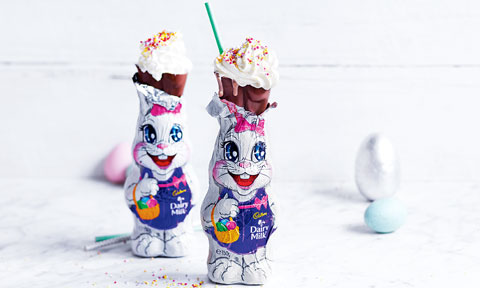 Two Easter bunny milkshakes