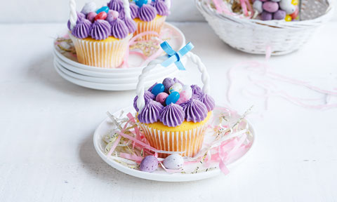 Easter egg basket cupcakes