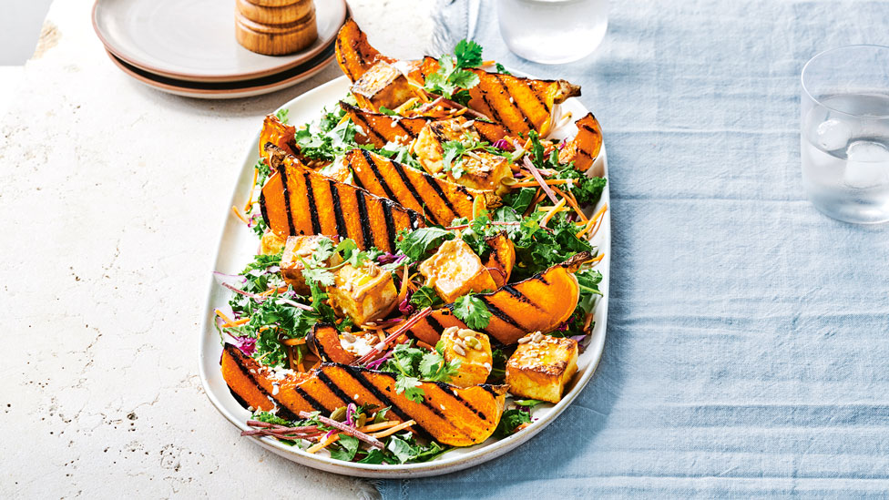 Satay pumpkin and tofu salad