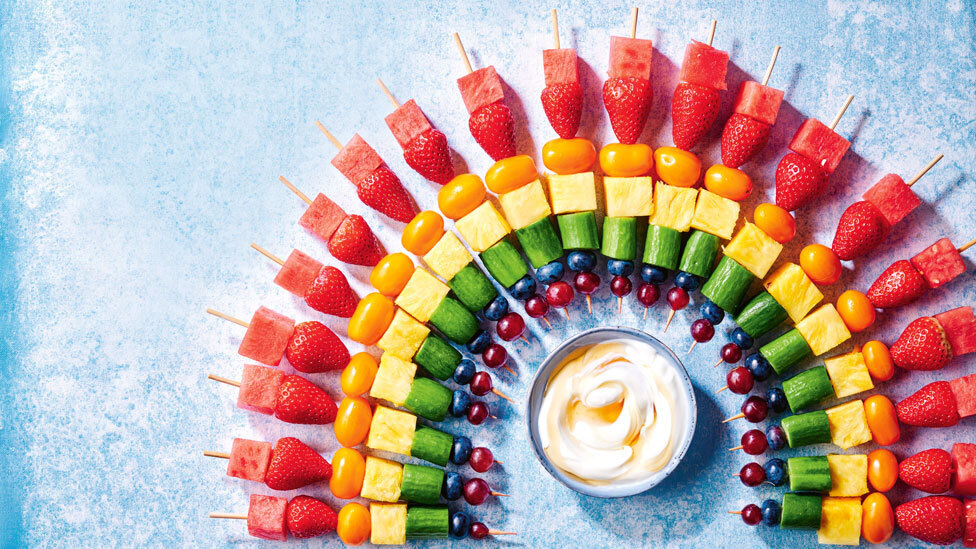 Rainbow fruit skewers