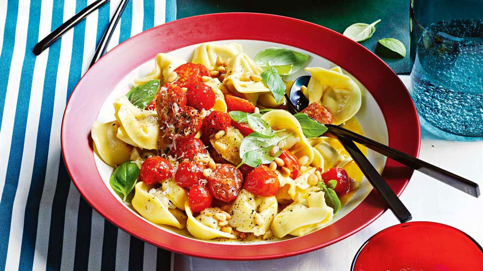 Rustic tomato and basil tortelloni