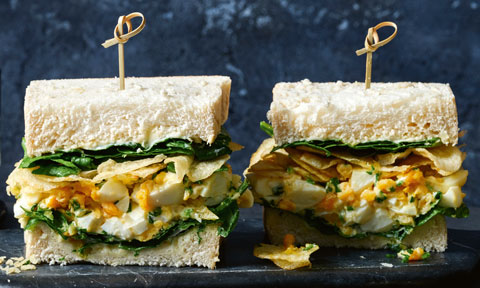 Courtney Roulston's egg, spinach and potato chip sandwich