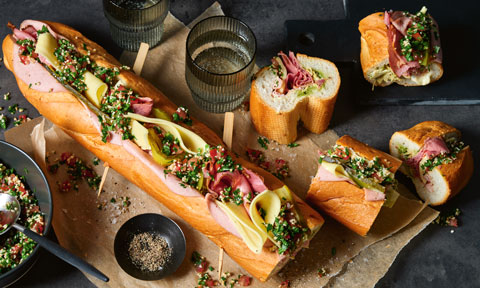 Nornie Bero’s meat lover's foot-long sandwich 