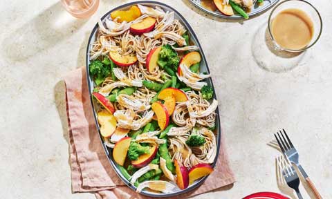 Chicken and nectarine noodle salad