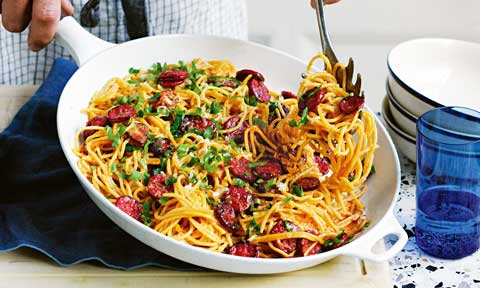 Michael Weldon’s chorizo carbonara