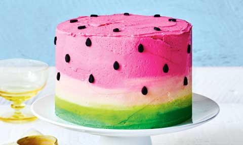 No-bake watermelon buttercream cake