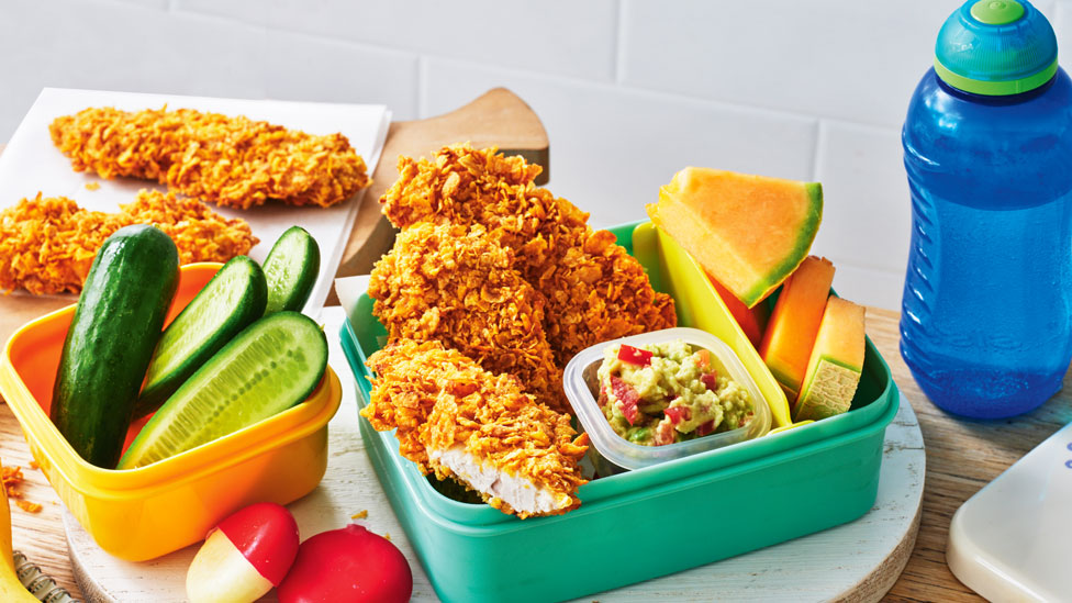 Crunchy Tex-Mex tenders with avocado dip