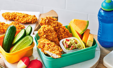 Crunchy Tex-Mex tenders with avocado dip