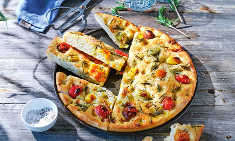 Stephanie Alexander’s focaccia with perino tomatoes and rosemary