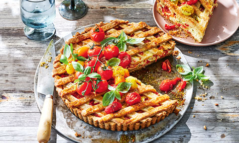 Tomato lattice picnic pie