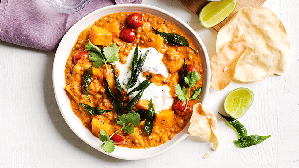 A bowl of pumpkin dhal