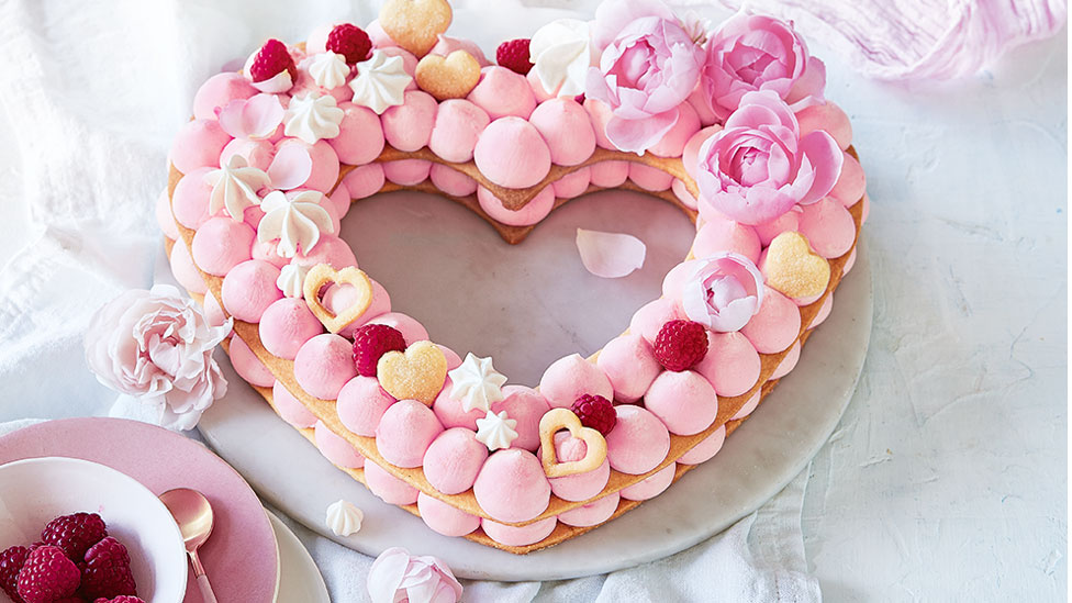Love Heart Biscuit Cake on White Plate