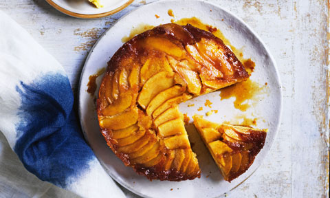 Caramelised apple upside-down cake