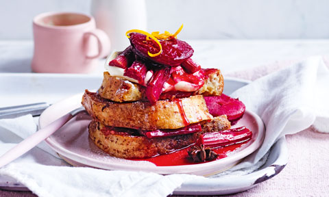 French Toast with Plum and Rhubarb