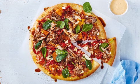 Loaded Pizza with pizza wedge cut out