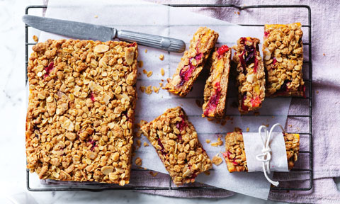 Plum and Custard Crumble Bars