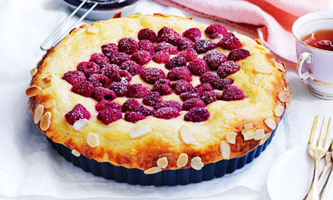 Raspberry custard brioche tart