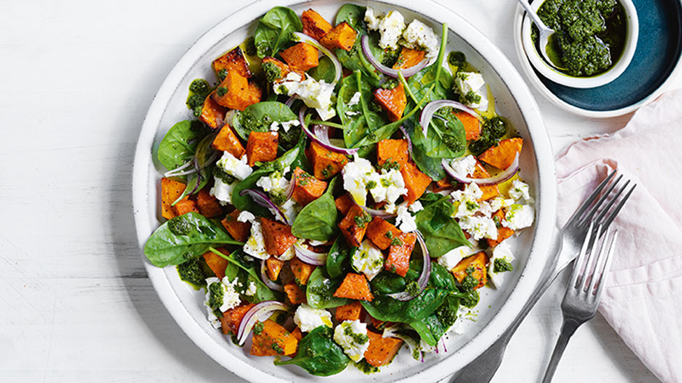 Roasted Pumpkin and Fetta Salad in Bowl