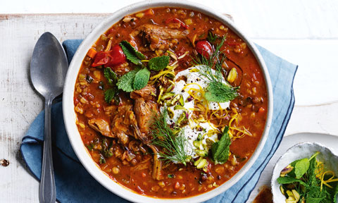 Slow cooker Moroccan-style lamb and lentil soup