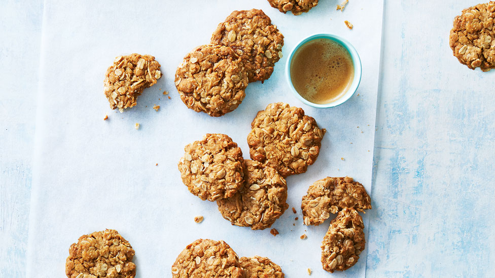 Homemade ANZAC biscuits with golden syrup