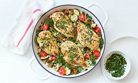 One-pan rosemary chicken and couscous