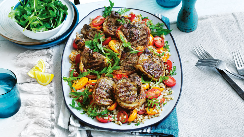 Curtis Stone's BBQ lamb chops with tomato and barley salad