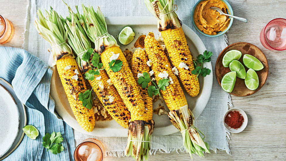 Grilled corn with fetta and Mexican spice