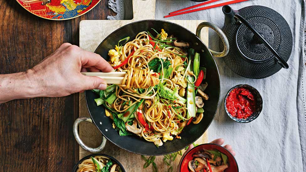 Tasia and Gracia’s longlife noodles with mixed mushrooms and greens recipe Coles