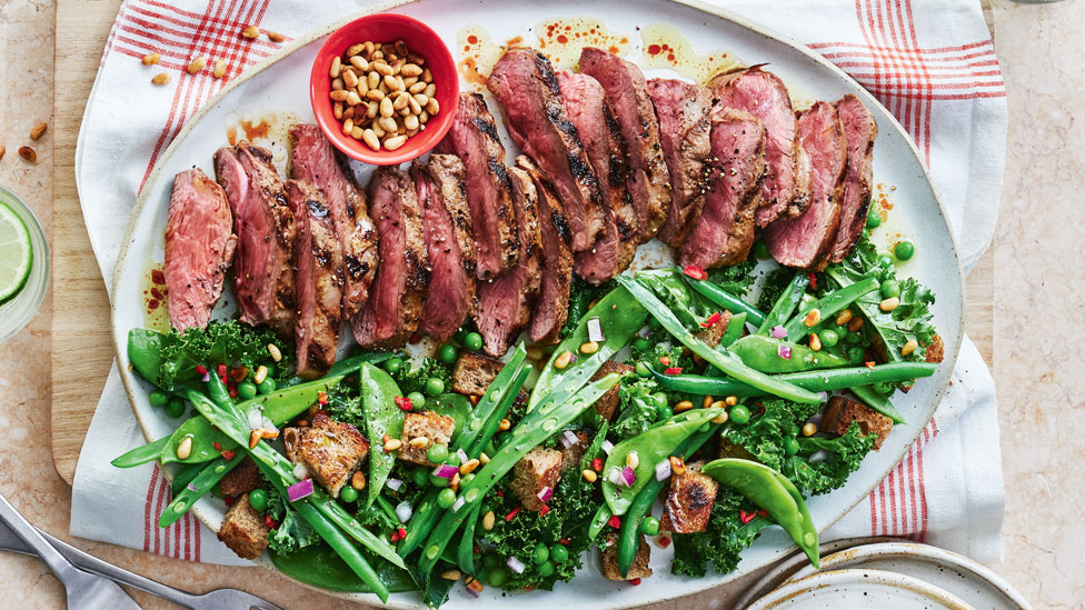 Lamb and mixed pea salad