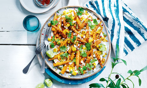 Curtis Stone's charred baby corn with whipped fetta