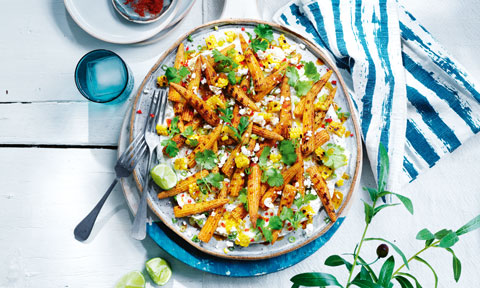 Curtis Stone's charred baby corn with whipped fetta 