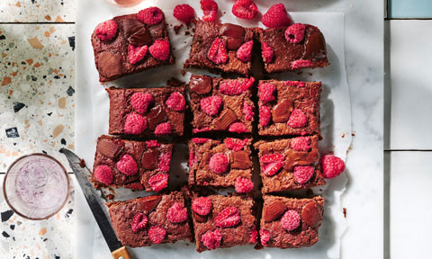 Chocolate and raspberry protein brownies