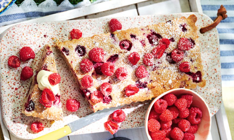 Gluten-free raspberry and hazelnut friand tart