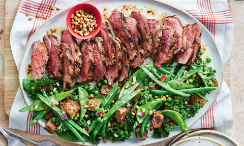 Lamb and mixed pea salad