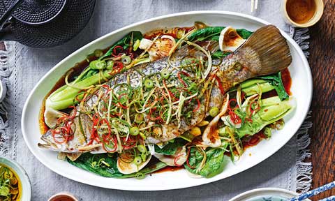 Tasia and Gracia’s steamed whole fish with ginger and shallots