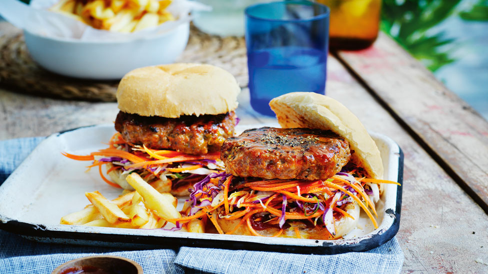 Sticky pork burgers with hoisin ketchup