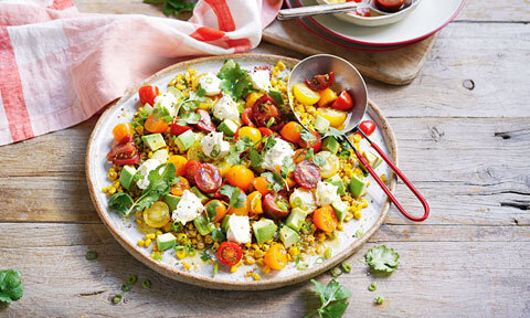 Curtis Stone’s tomato salad with corn, avocado and quinoa