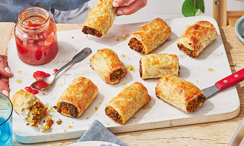 Leftover roast beef and mash sausage rolls