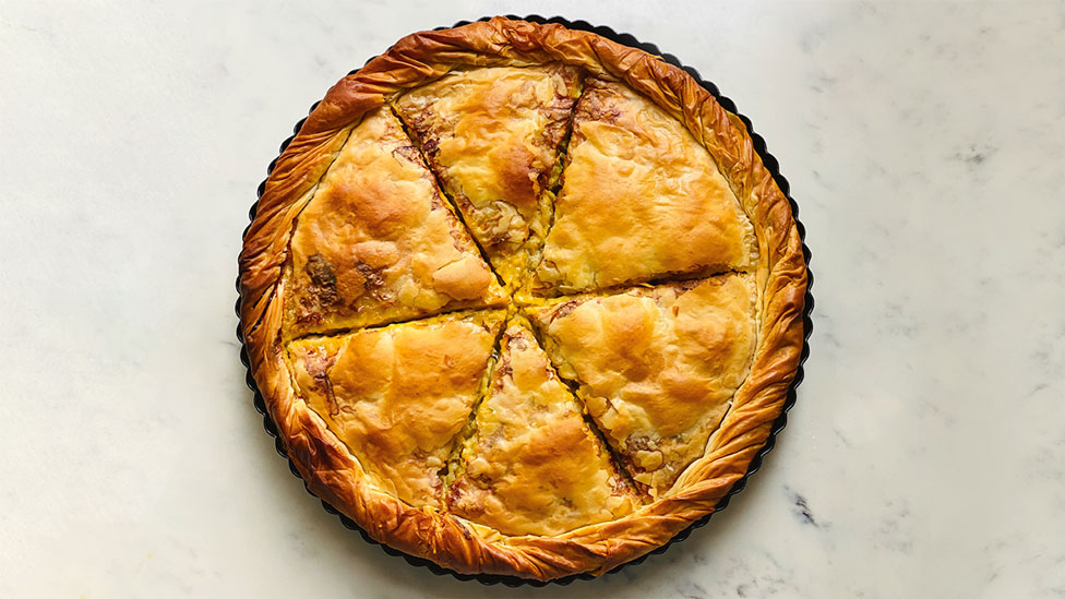 Greek chicken pie with greek salad