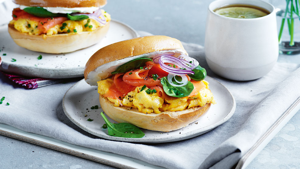 Smoked salmon breakfast bagels recipe