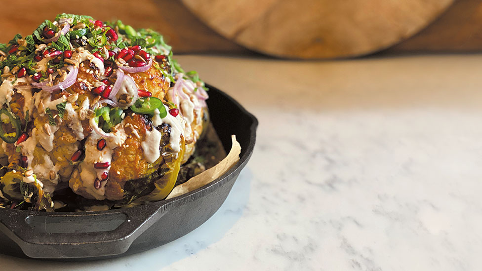 Whole roast miso cauliflower