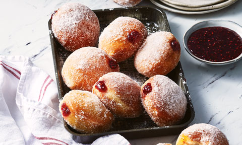 Raspberry jam doughnuts