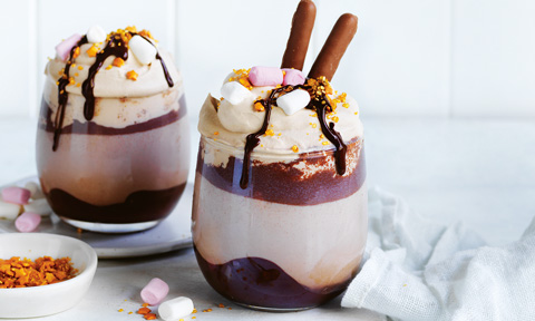 Two cups of whipped hot chocolate