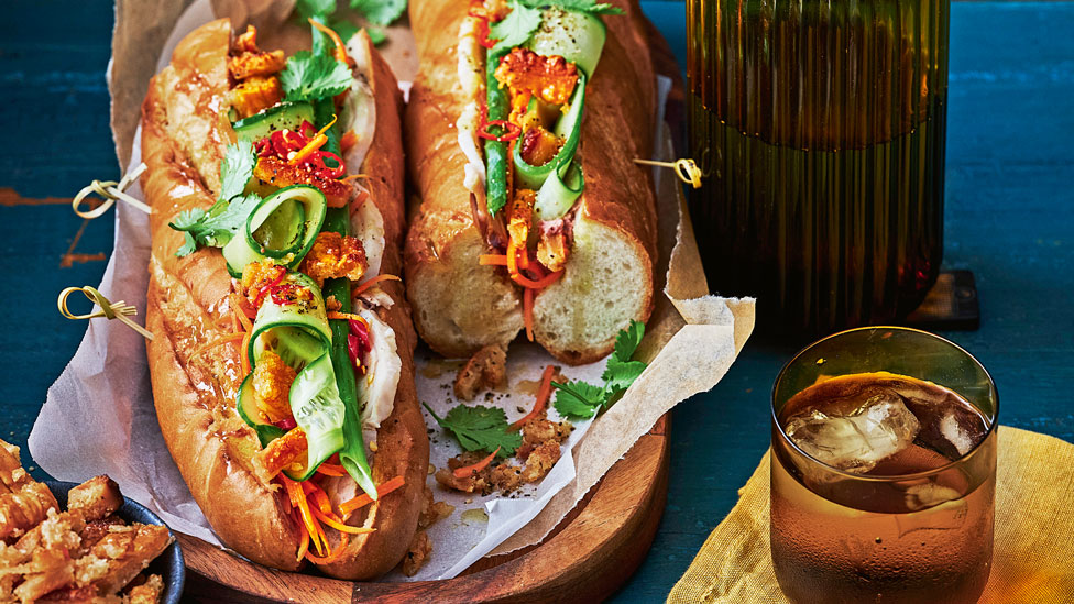 Crispy pork banh mi