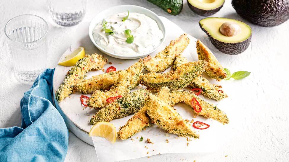 Avocado fries with herb dipping sauce