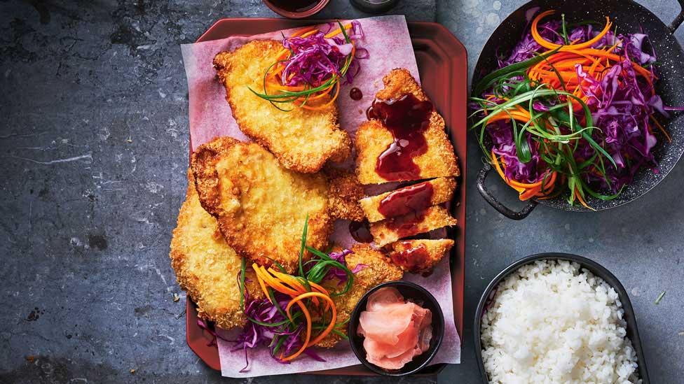 Pork katsu with Japanese-style slaw