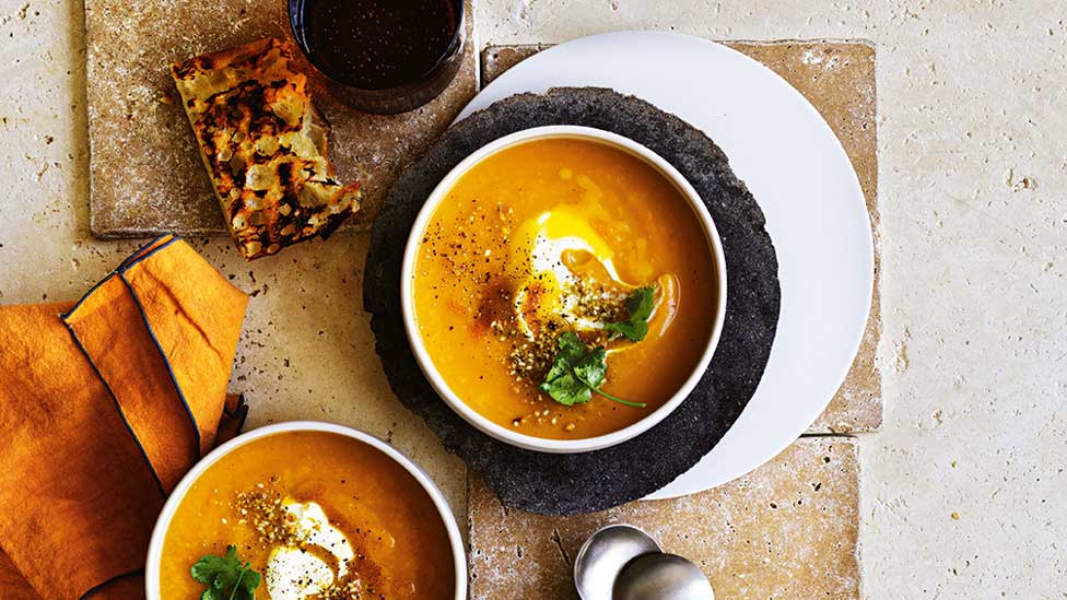 Pumpkin and ginger soup with burnt butter