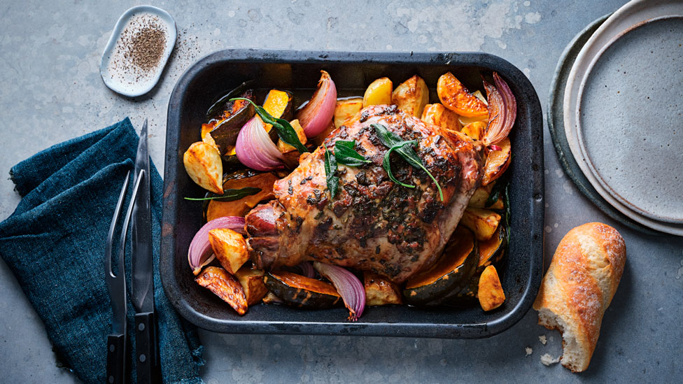 Roast lamb with anchovy and sage butter