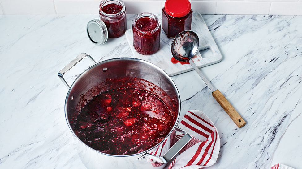 Mixed berry and rhubarb jam
